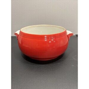 HALL’S Superior Quality Kitchenware USA Double Handle Casserole Dish Red 2QT Vtg